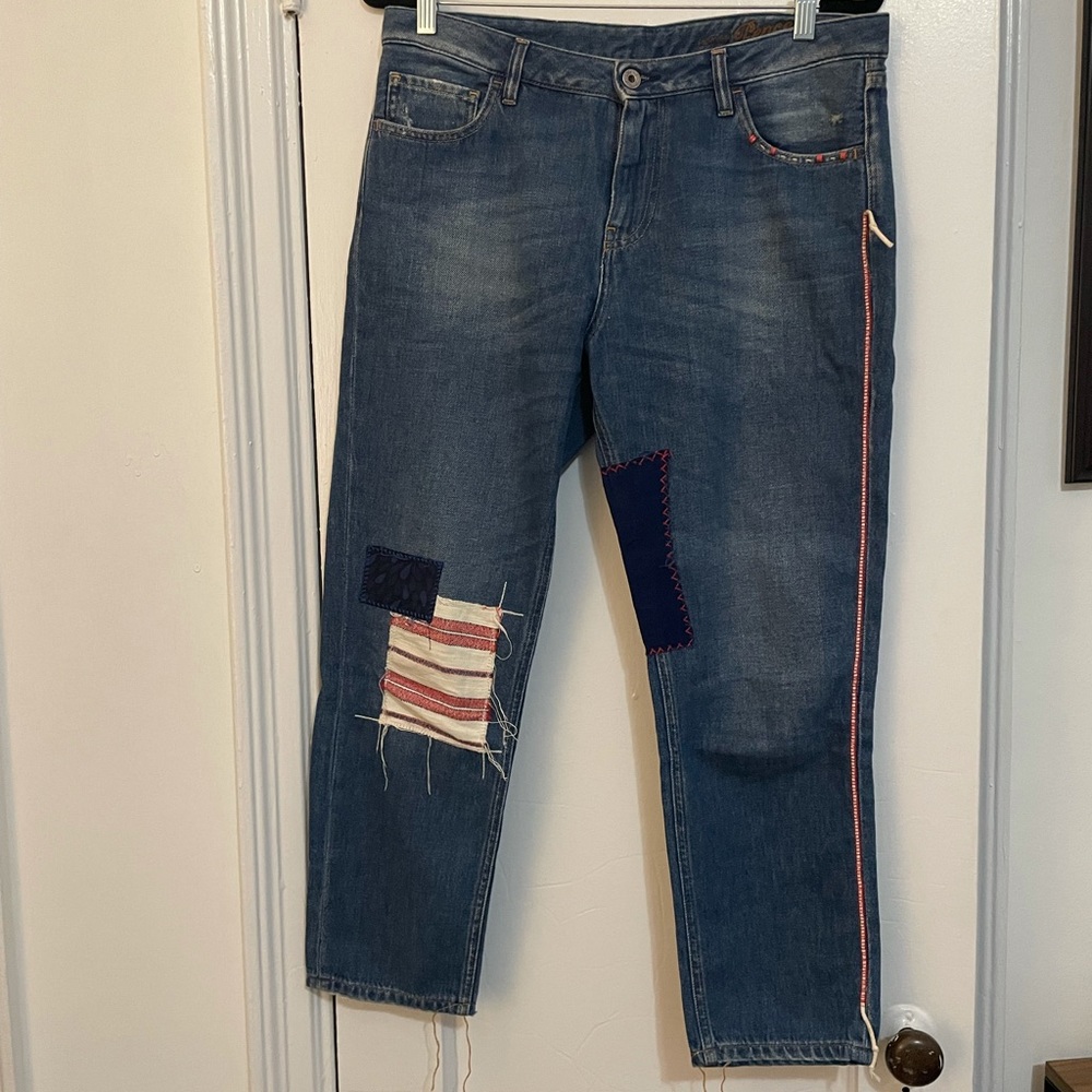 Vintage Handmade IT Pence 1979 Size 28 Patch Jeans